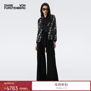 黑白DVF DVF2025秋冬新款 LOGO针织双排扣西服JN3T002 提花工艺