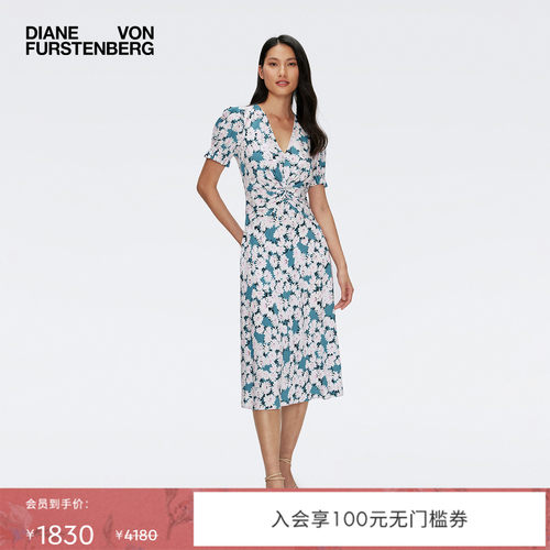 DVF植物印花绉纱连衣裙DS1S017