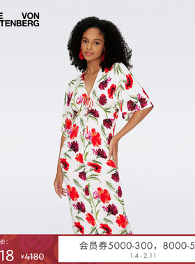 DVF度假蝙蝠袖茶歇裙印花连衣裙DS1S020