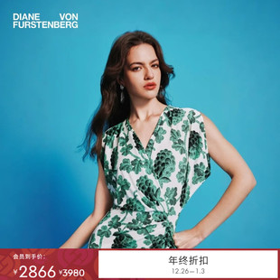 绿莓果植物度假V领连衣裙DS2T031 DVF2025秋季 博主同款