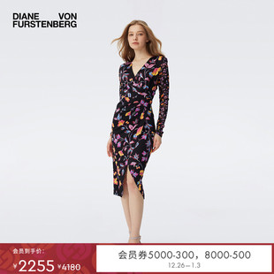DVF2025新款 连衣裙DL1T010 幸福花园图案V领面料拼接长袖