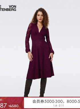 [重工花卉蕾丝]DVF安可拉红宴会礼服红裙蕾丝裙连衣裙DL3S050