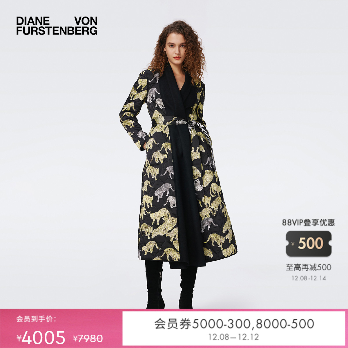 [双面皆美]DVF 印花绗缝长款棉服QL3S002