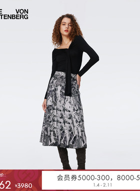 [WRAP50]DVF50周年灰色报纸图案半裙KM3S006