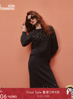 [羊毛针织]DVF2025秋冬新款午夜灰羊毛针织衫WL3T009