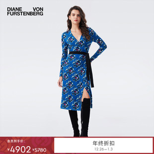 水墨百合美利奴羊毛裹身裙DR3T003 DVF2025秋冬新款 美利奴羊毛