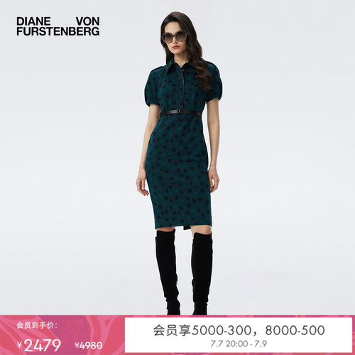 [提花工艺]DVF铅笔裙艺术波点图案短袖连衣裙DS3T003
