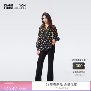 上衣BL4T008 DVF2026早春锁爱金唇长袖 重工烧花雪纺