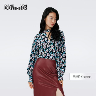 DVF 宽松上衣BL4R015 POLO领衬衫 植物印花长袖