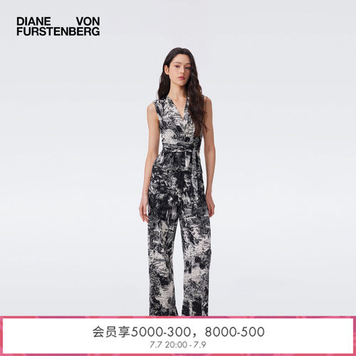 [摩登针织]DVF2026早秋新款黑白北非绿洲无袖围裹式上衣BS2U008