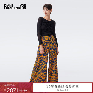 黑色弹力网纱上衣BL4T001 DVF2026早春度假系列经典 弹力网纱