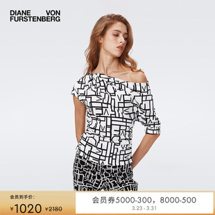 DVF时尚 LOVE几何印花单肩上衣BS2S003 LOGO