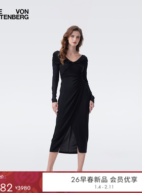 [重工金属针织]DVF2026早春经典黑金属弹力针织礼服连衣裙DL4T004