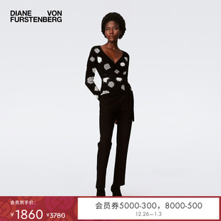 黑白圆点长袖 DVF2025新款 提花针织裹身上衣WW4S002 提花工艺