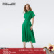 DVF度假V领短袖 海岛度假 绿色连衣裙DS1T017