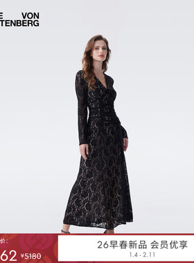 [重工花卉蕾丝]DVF2026早春新款黑色花卉蕾丝礼服感连衣裙GL4T003