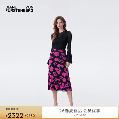 [重工金属针织]DVF2026春夏新款金属黑色针织喇叭袖上衣BL4T006