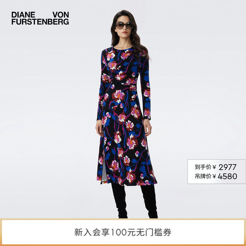 DVF彩色浮动花朵图案连衣裙