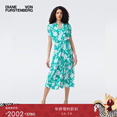 连衣裙DW2T011 度假青绿星图繁花裹式 海岛度假 DVF2025秋冬新款