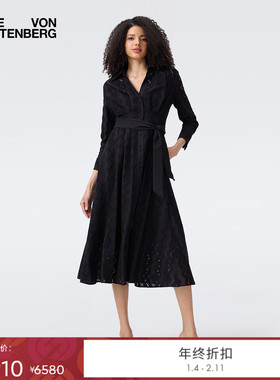 DVF2025秋季新款曜石黑镂空刺绣连衣裙DL2T002