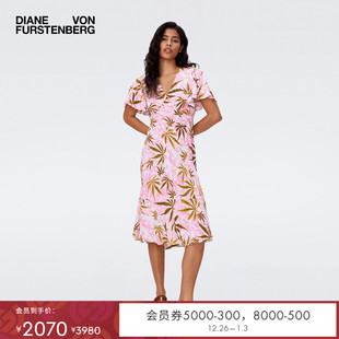 DVF度假荷叶袖 茶歇裙印花连衣裙DS2S067