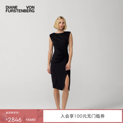 [小黑裙]DVF2026春夏新款圆领开叉裙摆海文针织无袖连衣裙DS1U006