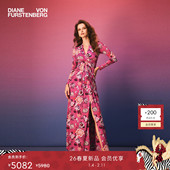 DVF2026早春新款 海岛度假 魅惑粉柳枝花卉V领礼服连衣裙GL4T004
