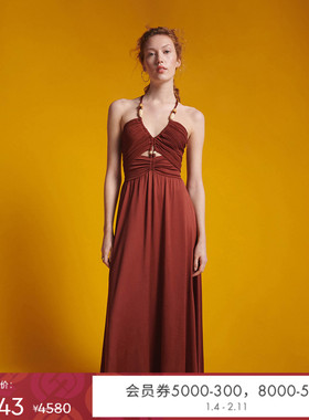 [博主同款]DVF女装榛果棕波西米亚风度假年会连衣裙DS2S033