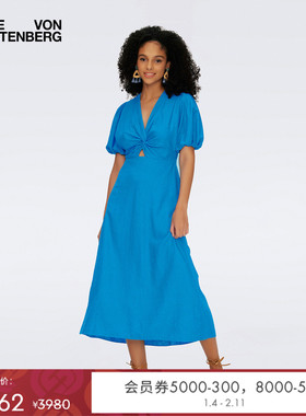 [博主同款]DVF V领度假泡泡袖茶歇裙连衣裙DS1S030