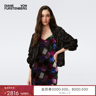DVF2025新款 外套JS4S004 宴会晚会亮片曜石黑纯色上衣开衫