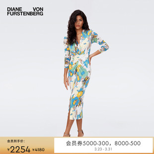 DVF梦幻花语哑光针织中长款 连衣裙DL2S005 修身