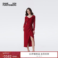 [重工金属针织]DVF2026早春鎏金红礼服感宴会年会连衣裙DL4T004