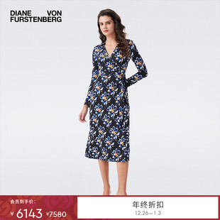 水墨百合图案针织桑蚕丝裹身裙DW3T009 DVF2025秋冬新款 100%真丝