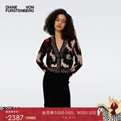 WC3S004 外套针织开衫 博主同款 DVF动物纹印花V领短款