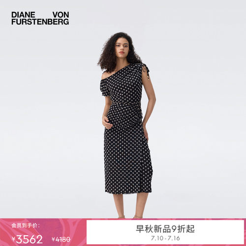 [重工植绒网纱]DVF2026早秋新款黑白波点无袖中长款连衣裙DS2U006