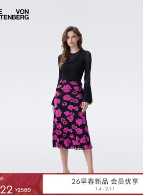 [重工金属针织]DVF2026早春新款金属黑色针织喇叭袖上衣BL4T006