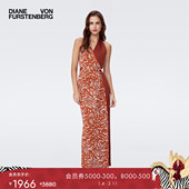 海岛度假 DVF水韵虎纹坚果棕拼接度假裹身连衣裙DW2S012