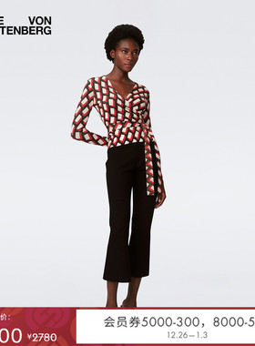 DVF黑色微喇九分长裤MR72E00