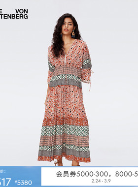 [海岛度假]DVF伊比萨条纹魔法之眼度假拼接连衣裙DL2S014