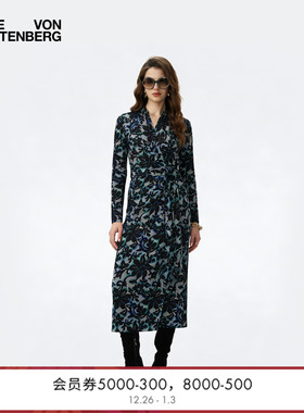 [天丝羊毛]DVF2026早春新款复古蕾丝花卉裹身裙DW4T018