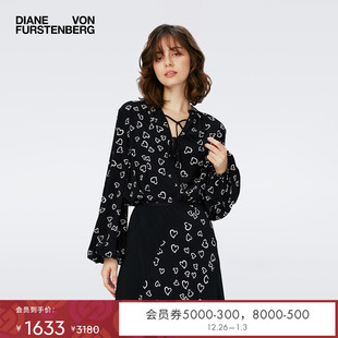 通勤上衣BL4R022 爱心印花内搭长袖 DVF 衬衫