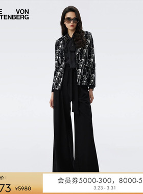 DVF黑白DVF LOGO针织双排扣西服JN3T002