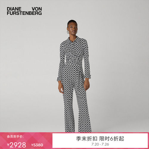 DVF黑白锁链海文针织连身裤