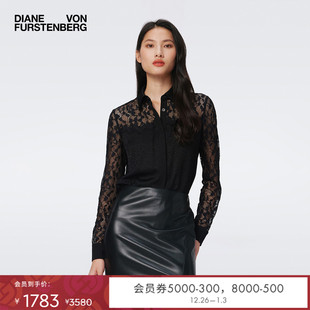DVF2025新款 BL3S010 黑色蕾丝拼接衬衫