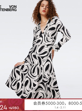 DVF黑白艺术印花连衣裙DL3S049