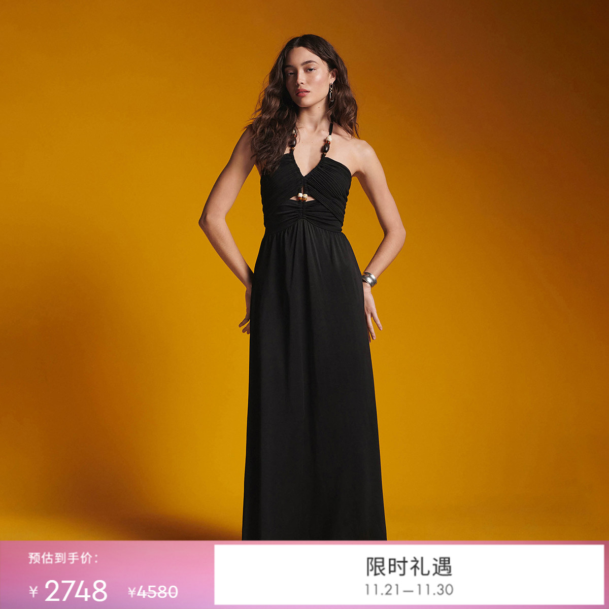 DVF波西米亚风小黑裙拼接连衣裙