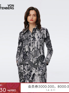 [WRAP 50]DVF50周年灰色报纸连衣裙DL3S063