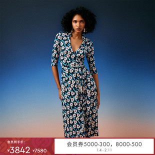 [100%真丝]DVFPOLO领中长款红裙针织桑蚕丝裹身连衣裙DW4R015