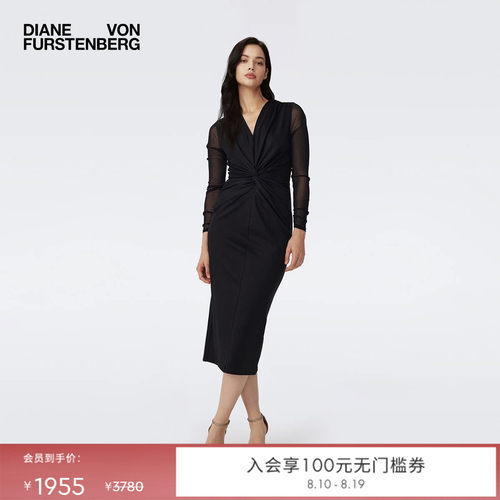 DVF经典曜石黑连衣裙小黑裙