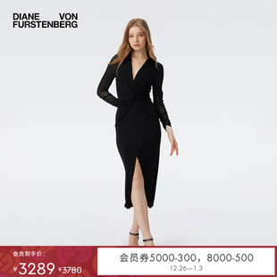 曜石黑长袖 DVF2025新款 连衣裙DL1T002 小黑裙